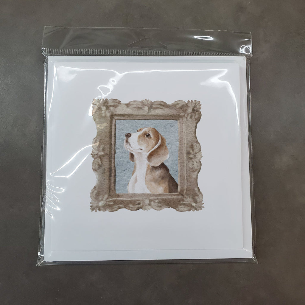 Beagle Tricolor Side View Pretty as a Picture Square Greeting Cards and Envelopes Pack of 8 Blank Cards with Envelopes Blank Thank You Note Greeting Cards Stationery