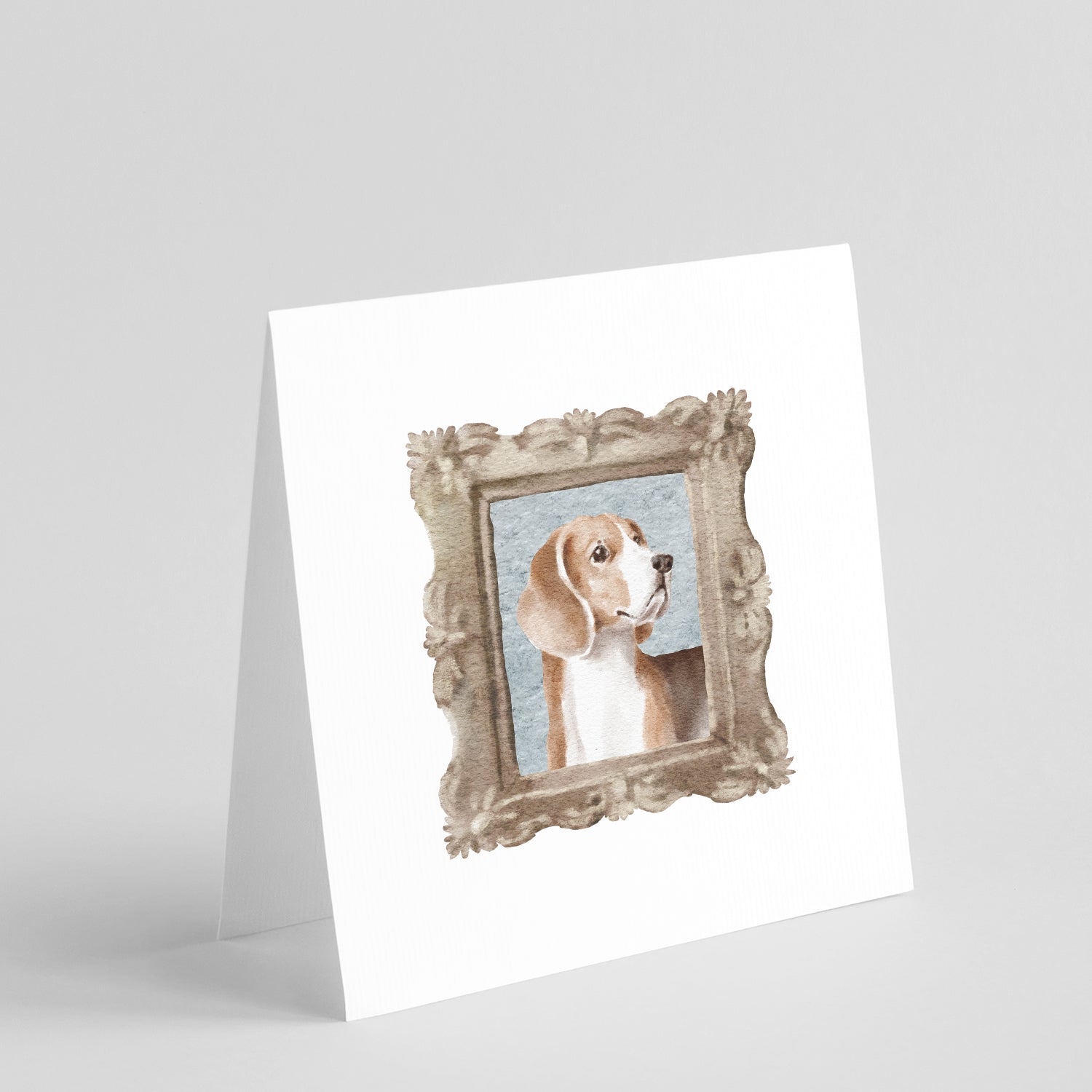 Beagle Tricolor Side View 2 Pretty as a Picture Square Greeting Cards and Envelopes Pack of 8 Blank Cards with Envelopes Blank Thank You Note Greeting Cards Stationery