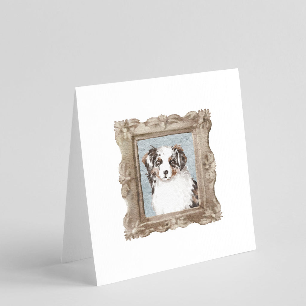 Australian Shepherd Merle Front View Pretty as a Picture Square Greeting Cards and Envelopes Pack of 8 Blank Cards with Envelopes Blank Thank You Note Greeting Cards Stationery
