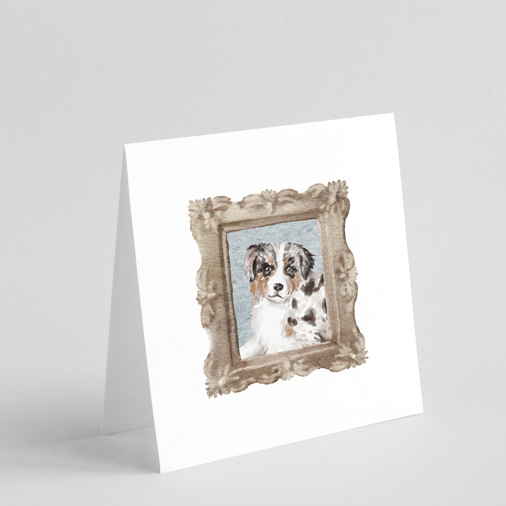 Australian Shepherd Merle Front View 2 Pretty as a Picture Square Greeting Cards and Envelopes Pack of 8 Blank Cards with Envelopes Blank Thank You Note Greeting Cards Stationery