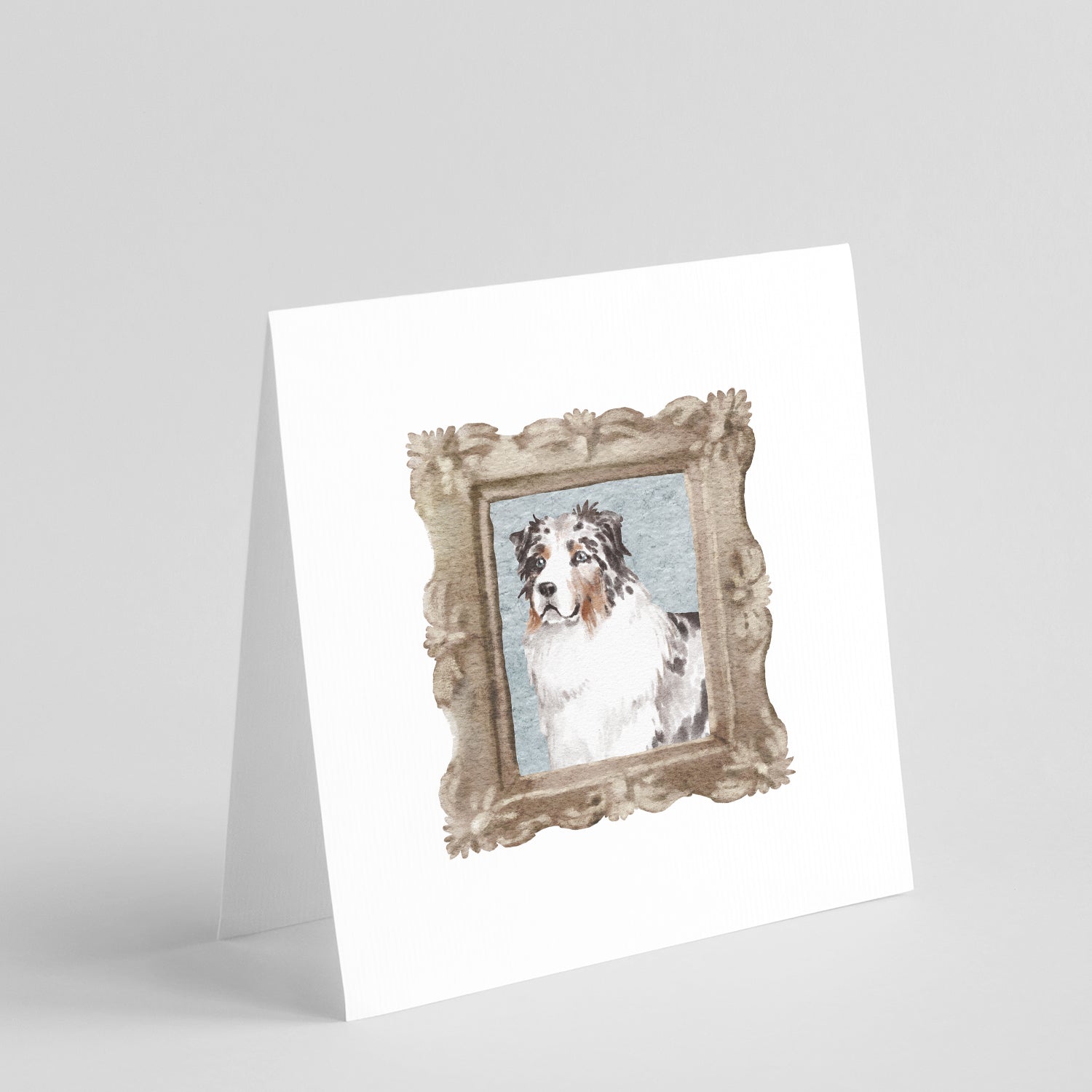 Australian Shepherd Merle Side View 4 Pretty as a Picture Square Greeting Cards and Envelopes Pack of 8 Blank Cards with Envelopes Blank Thank You Note Greeting Cards Stationery