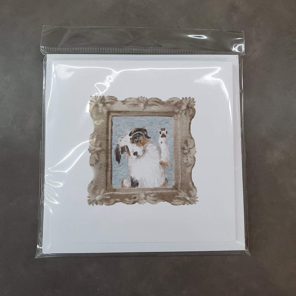 Australian Shepherd Merle Paw Hello Pretty as a Picture Square Greeting Cards and Envelopes Pack of 8 Blank Cards with Envelopes Blank Thank You Note Greeting Cards Stationery