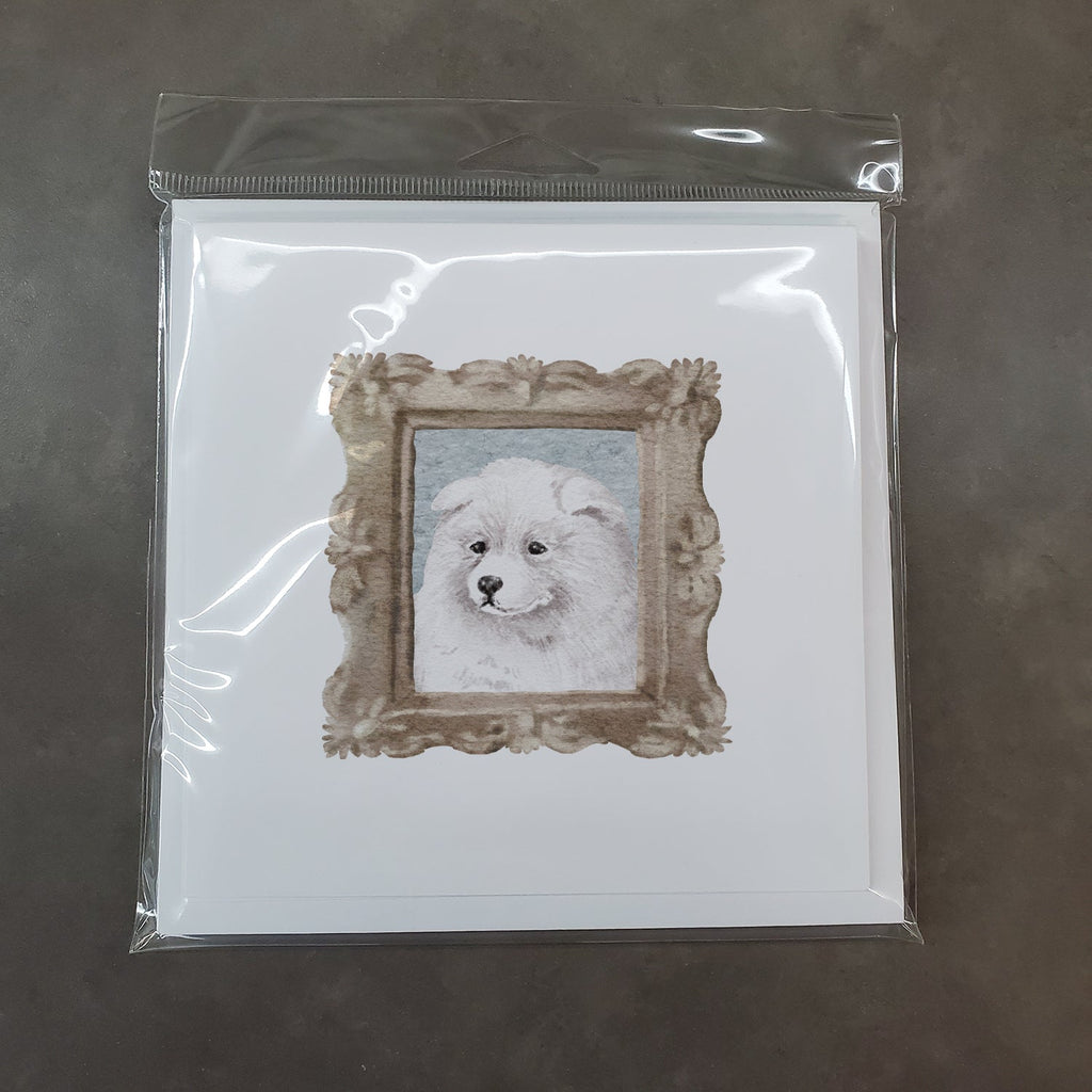 Samoyed Puppy Side View Pretty as a Picture Square Greeting Cards and Envelopes Pack of 8 Blank Cards with Envelopes Blank Thank You Note Greeting Cards Stationery