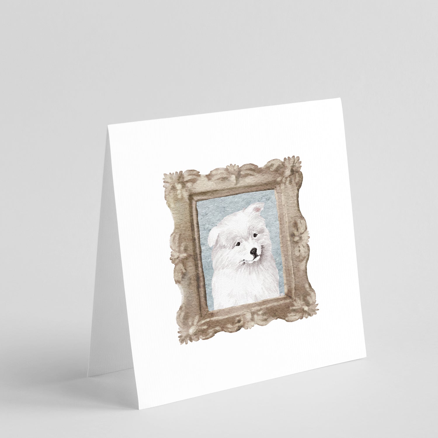 Samoyed Puppy Front View 3 Pretty as a Picture Square Greeting Cards and Envelopes Pack of 8 Blank Cards with Envelopes Blank Thank You Note Greeting Cards Stationery