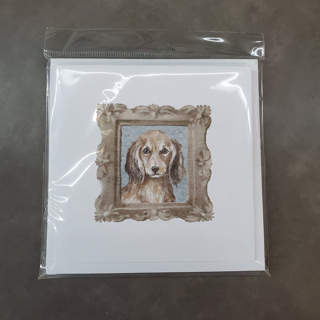 Dachsund Longhaired Red Front View Pretty as a Picture Square Greeting Cards and Envelopes Pack of 8 Blank Cards with Envelopes Blank Thank You Note Greeting Cards Stationery