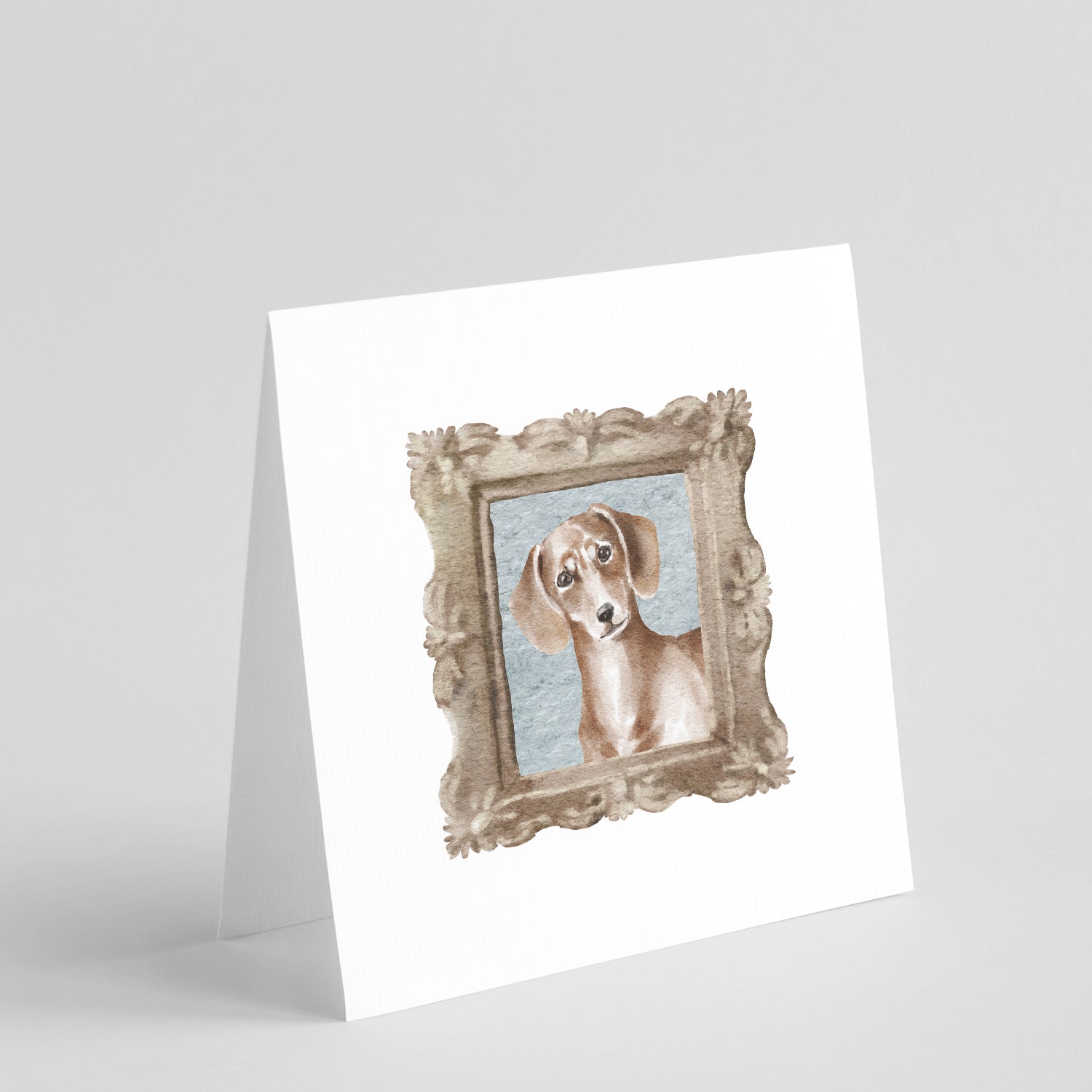 Dachsund Shorthaired Front View Pretty as a Picture Square Greeting Cards and Envelopes Pack of 8 Blank Cards with Envelopes Blank Thank You Note Greeting Cards Stationery