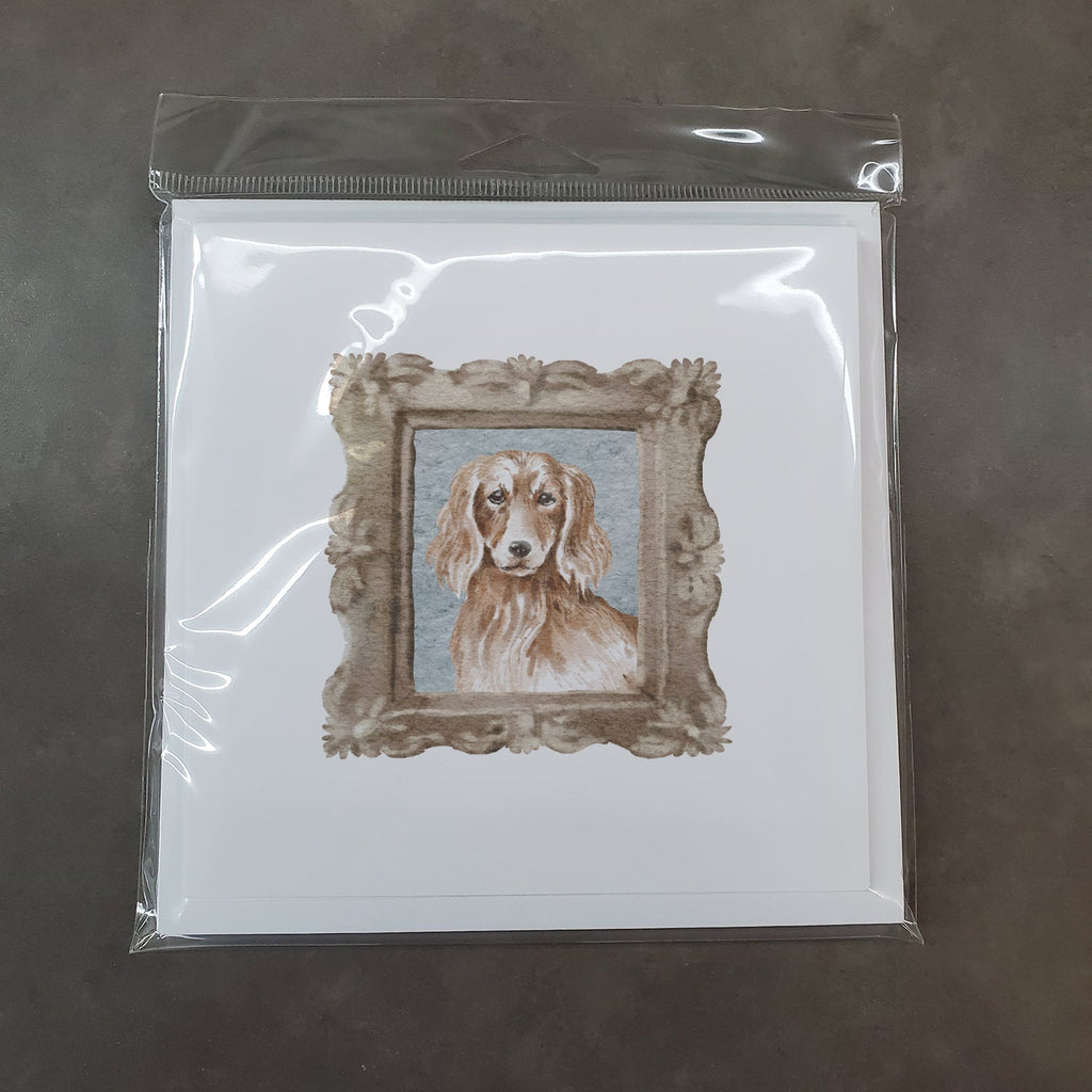 Dachsund Longhaired Red Front View Pretty as a Picture Square Greeting Cards and Envelopes Pack of 8 Blank Cards with Envelopes Blank Thank You Note Greeting Cards Stationery