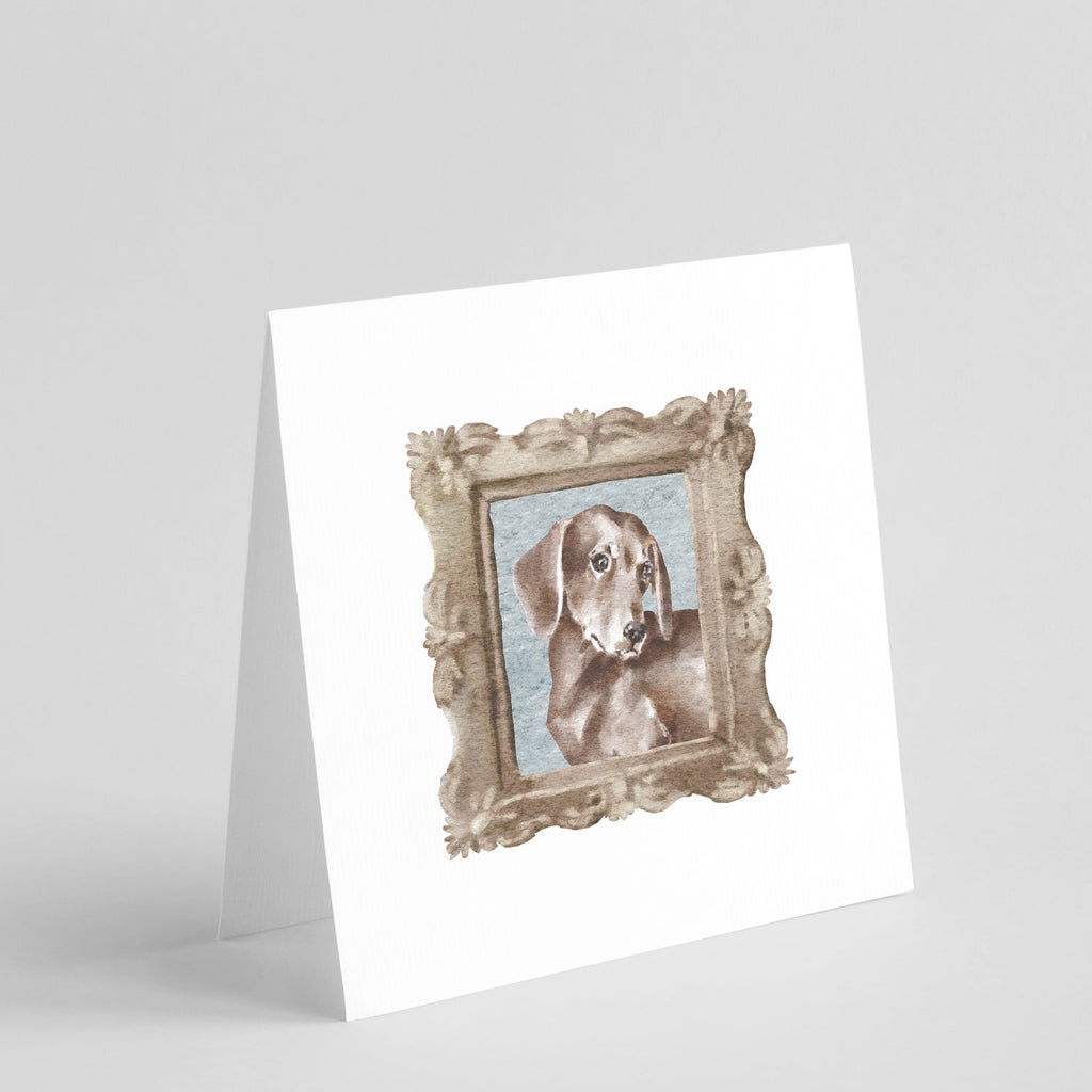 Dachsund Shorthaired Chocolate Side View Pretty as a Picture Square Greeting Cards and Envelopes Pack of 8 Blank Cards with Envelopes Blank Thank You Note Greeting Cards Stationery