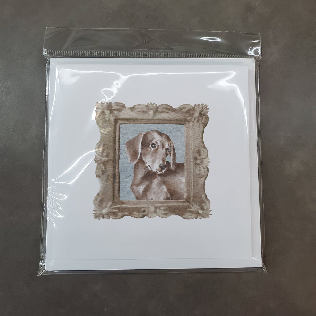 Dachsund Shorthaired Chocolate Side View Pretty as a Picture Square Greeting Cards and Envelopes Pack of 8 Blank Cards with Envelopes Blank Thank You Note Greeting Cards Stationery