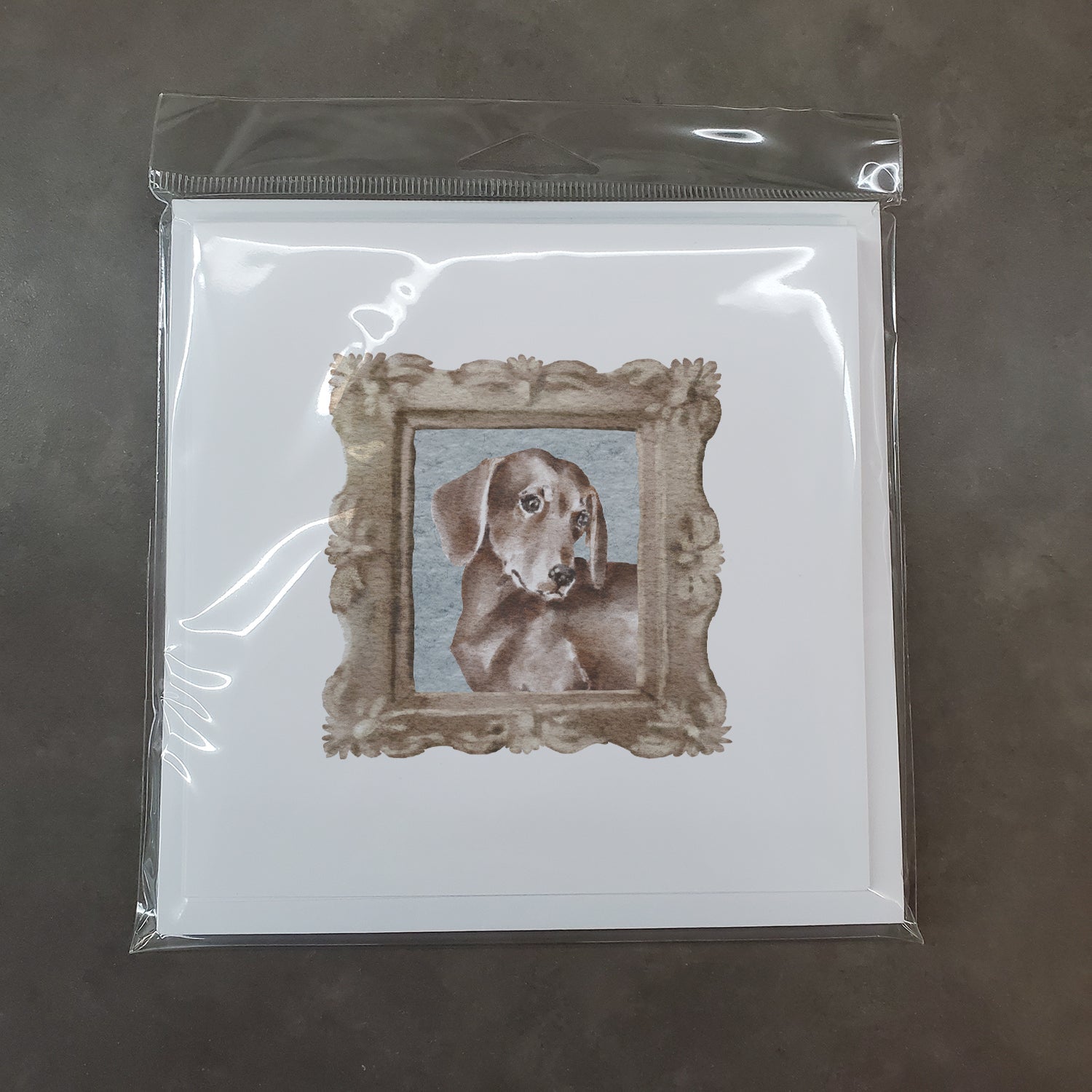 Dachsund Shorthaired Chocolate Side View Pretty as a Picture Square Greeting Cards and Envelopes Pack of 8 Blank Cards with Envelopes Blank Thank You Note Greeting Cards Stationery