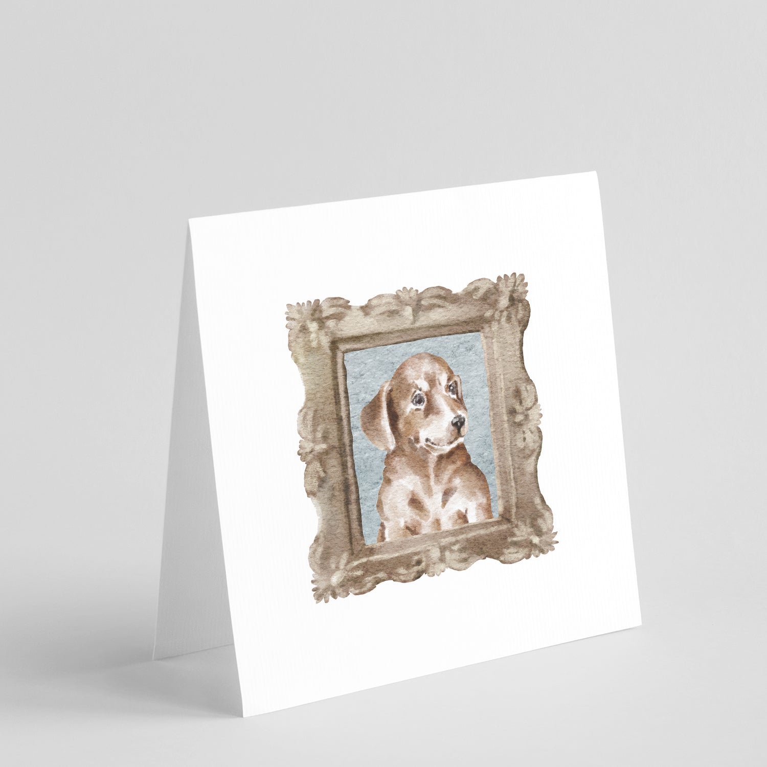 Dachsund Shorthaired Chocolate Puppy Side View Pretty as a Picture Square Greeting Cards and Envelopes Pack of 8 Blank Cards with Envelopes Blank Thank You Note Greeting Cards Stationery