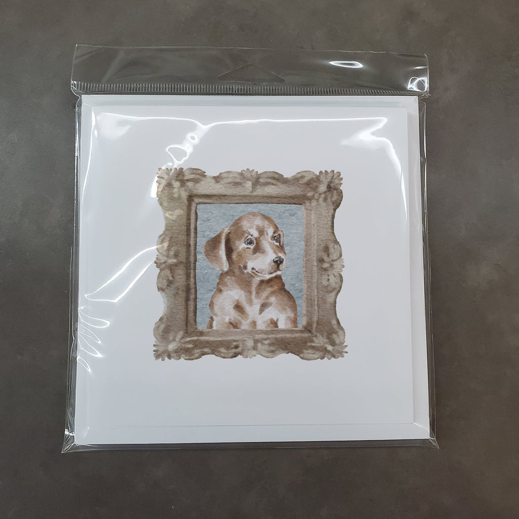 Dachsund Shorthaired Chocolate Puppy Side View Pretty as a Picture Square Greeting Cards and Envelopes Pack of 8 Blank Cards with Envelopes Blank Thank You Note Greeting Cards Stationery