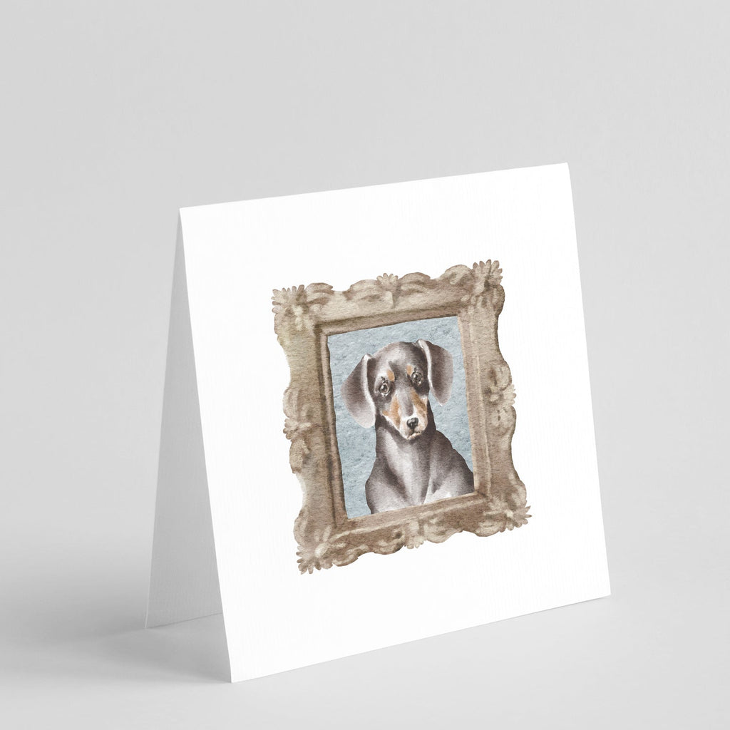 Dachsund Shorthaired Black Tan Front View Pretty as a Picture Square Greeting Cards and Envelopes Pack of 8 Blank Cards with Envelopes Blank Thank You Note Greeting Cards Stationery