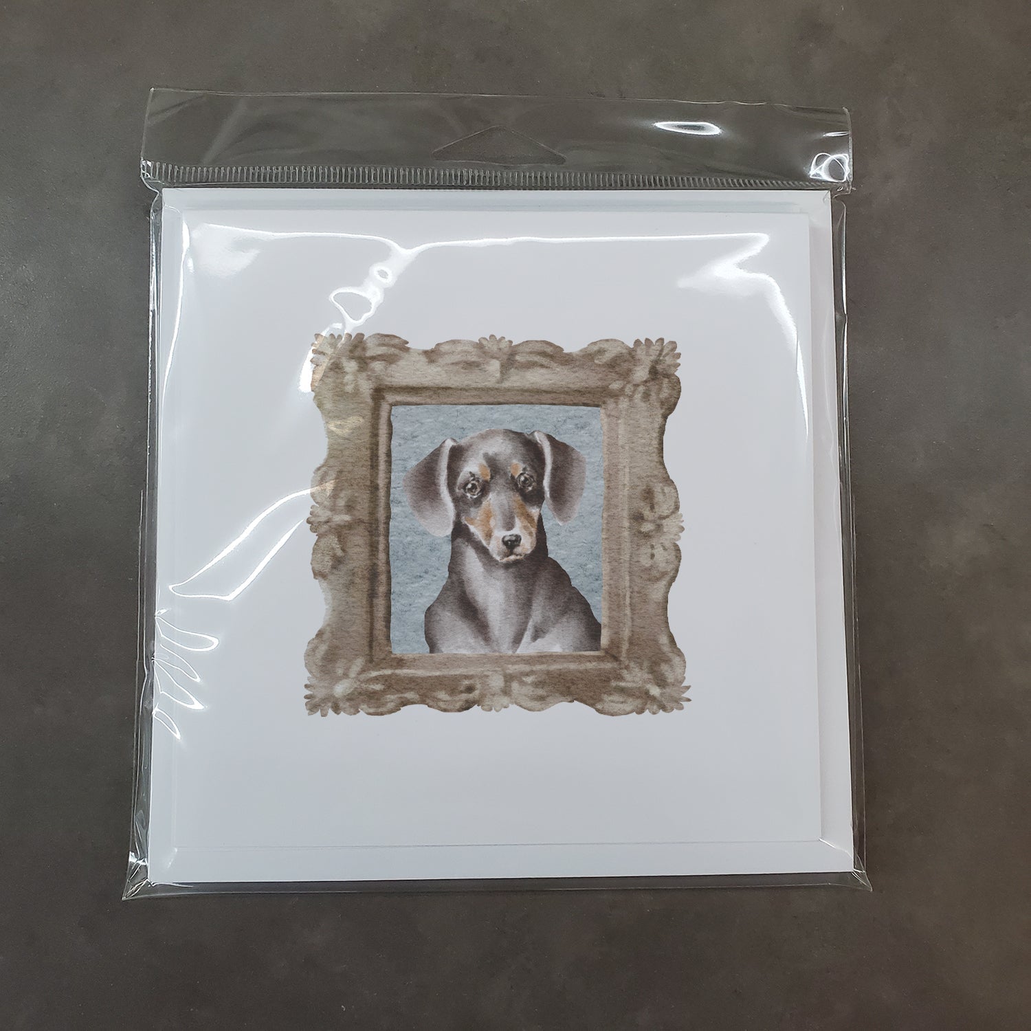 Dachsund Shorthaired Black Tan Front View Pretty as a Picture Square Greeting Cards and Envelopes Pack of 8 Blank Cards with Envelopes Blank Thank You Note Greeting Cards Stationery