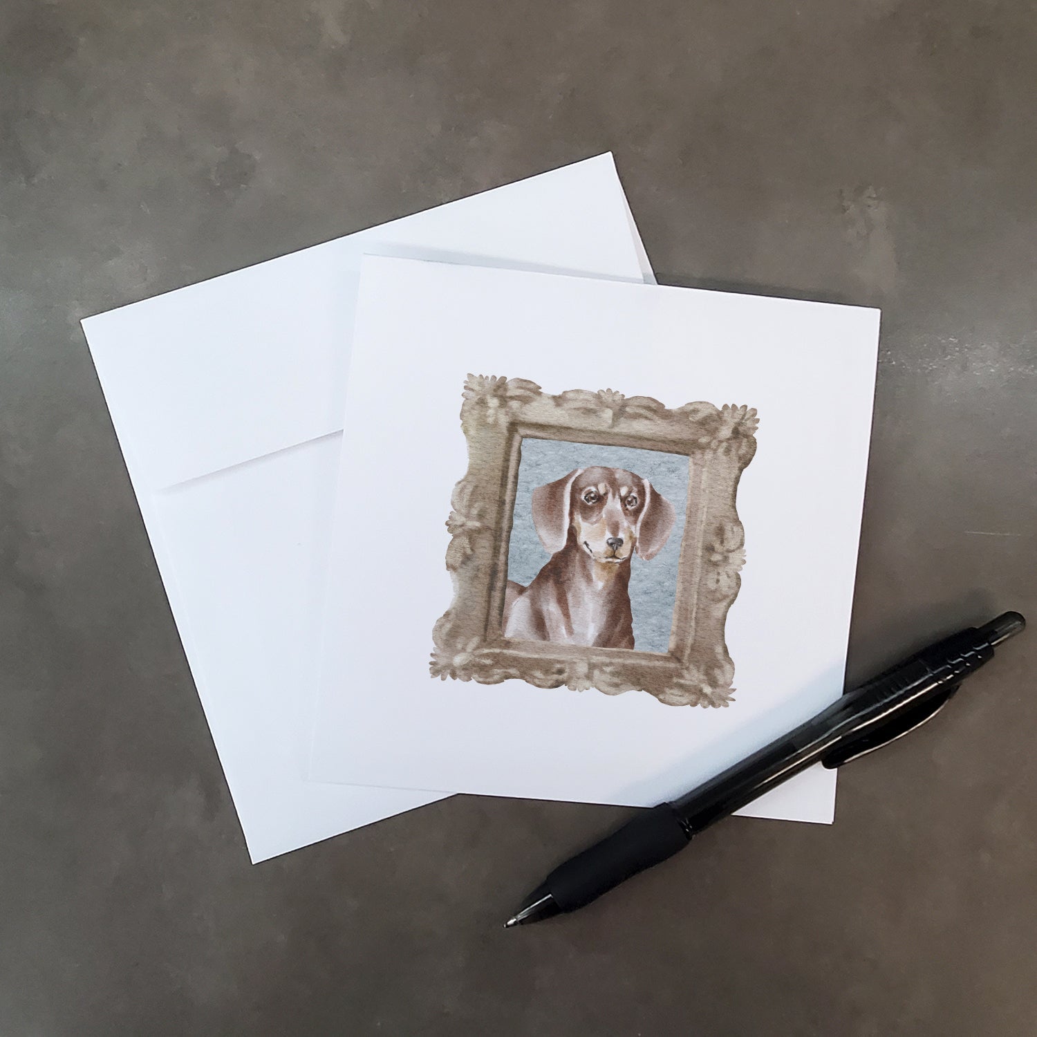 Dachsund Shorthaired Liver Tan Front View Pretty as a Picture Square Greeting Cards and Envelopes Pack of 8 Blank Cards with Envelopes Blank Thank You Note Greeting Cards Stationery