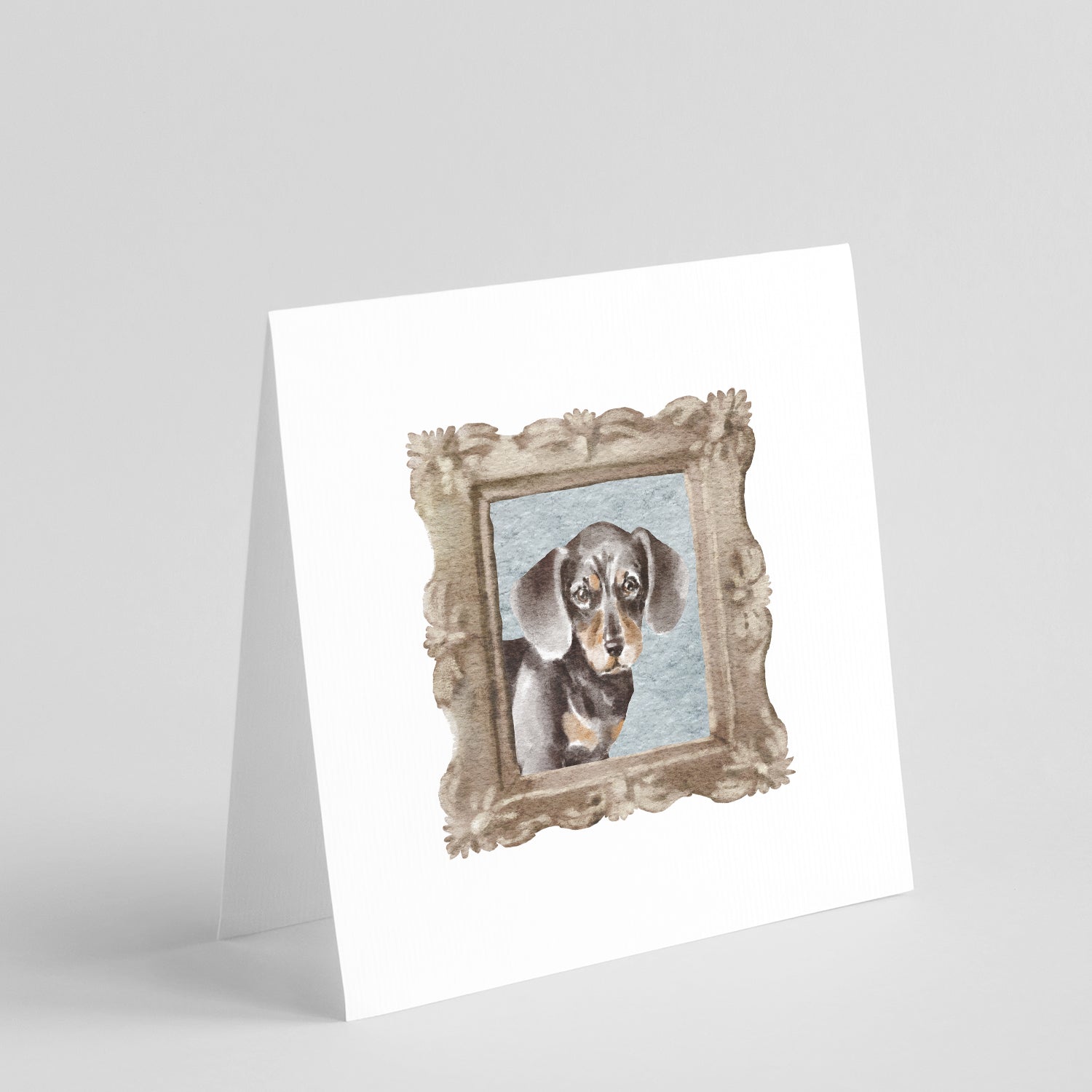 Dachsund Shorthaired Black Tan Puppy Pretty as a Picture Square Greeting Cards and Envelopes Pack of 8 Blank Cards with Envelopes Blank Thank You Note Greeting Cards Stationery