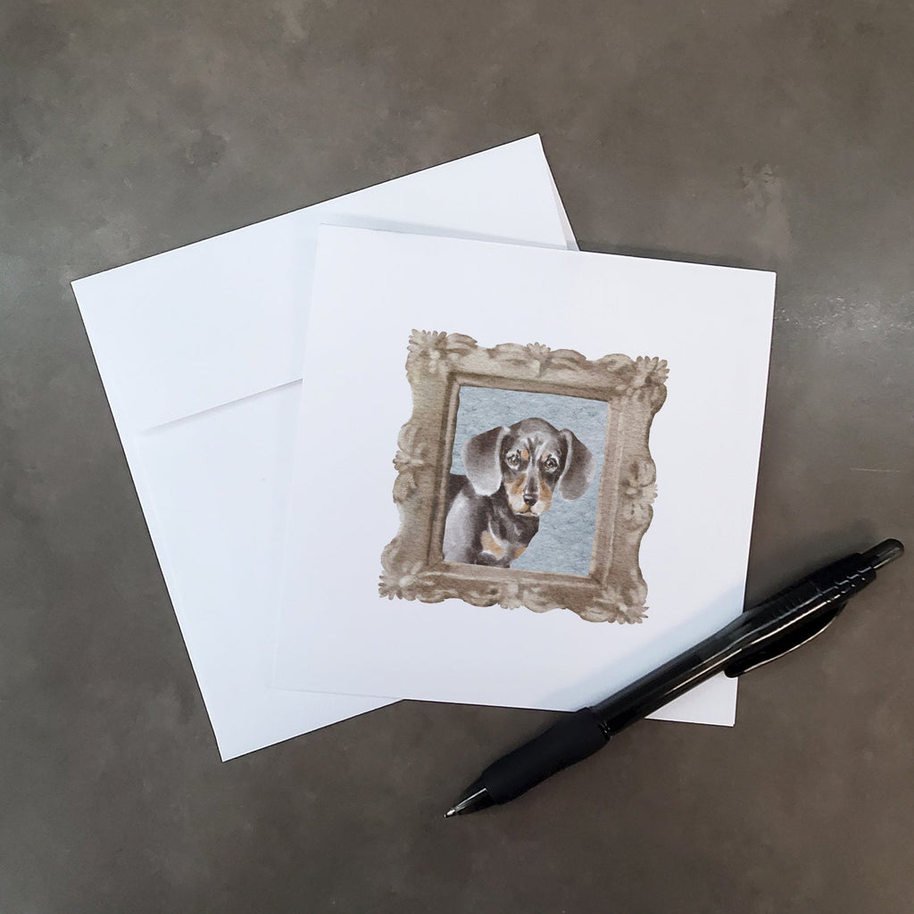 Dachsund Shorthaired Black Tan Puppy Pretty as a Picture Square Greeting Cards and Envelopes Pack of 8 Blank Cards with Envelopes Blank Thank You Note Greeting Cards Stationery