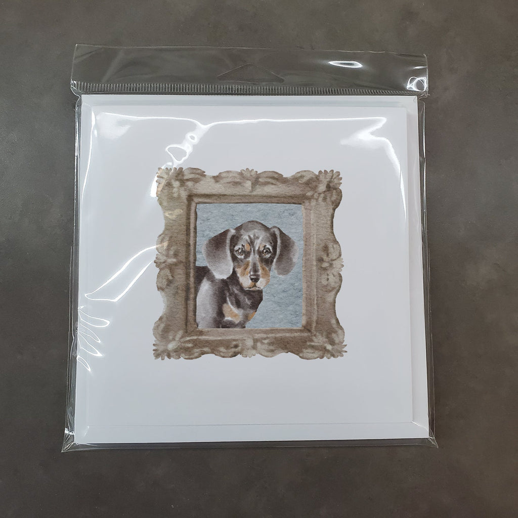 Dachsund Shorthaired Black Tan Puppy Pretty as a Picture Square Greeting Cards and Envelopes Pack of 8 Blank Cards with Envelopes Blank Thank You Note Greeting Cards Stationery