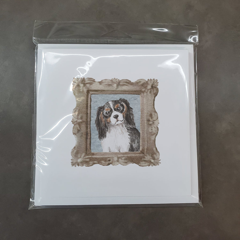Cavalier King Charles Spaniel Tricolor Head Tilt Pretty as a Picture Square Greeting Cards and Envelopes Pack of 8 Blank Cards with Envelopes Blank Thank You Note Greeting Cards Stationery