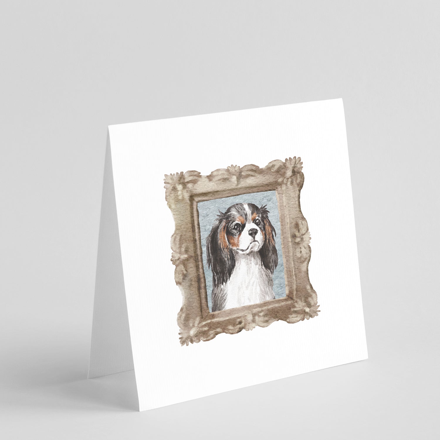 Cavalier King Charles Spaniel Tricolor Front View Pretty as a Picture Square Greeting Cards and Envelopes Pack of 8 Blank Cards with Envelopes Blank Thank You Note Greeting Cards Stationery