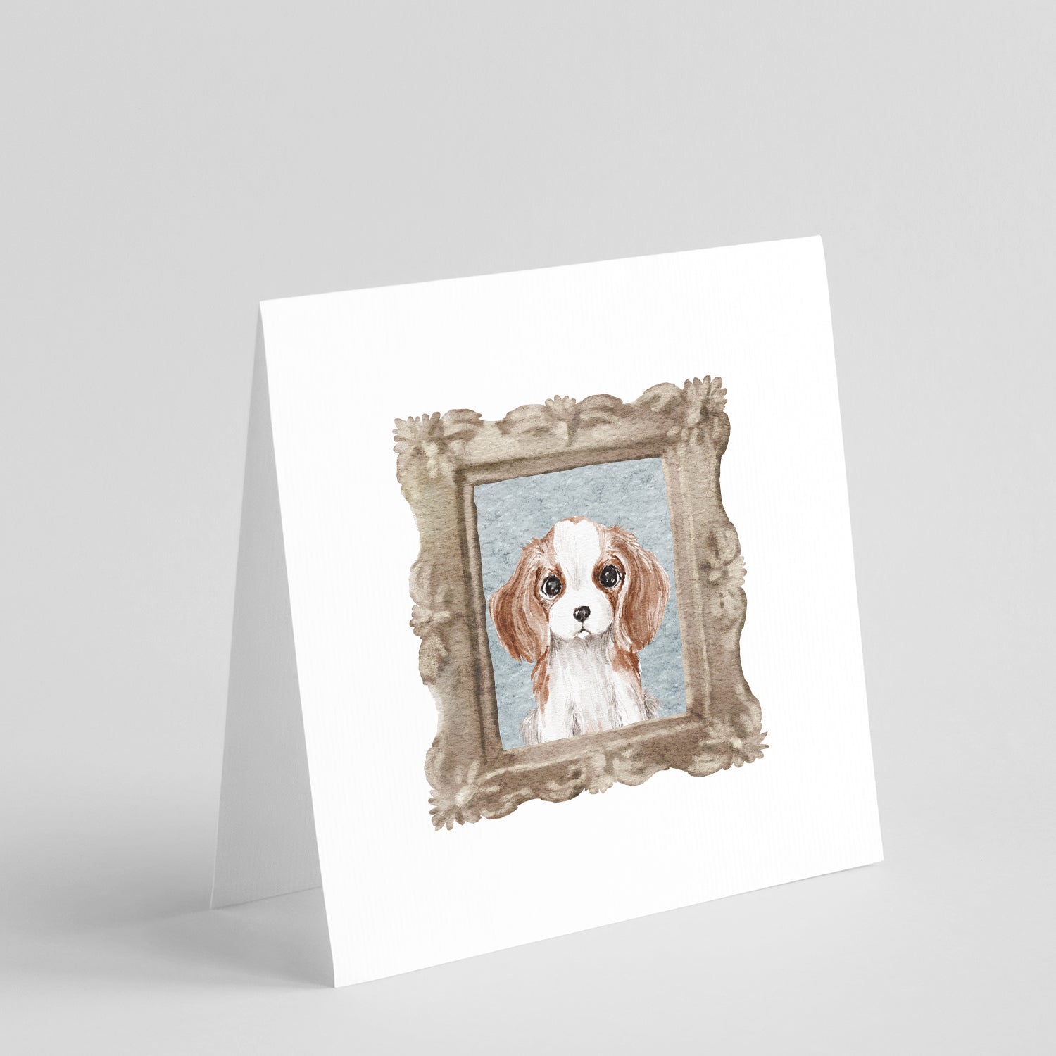 Cavalier King Charles Spaniel Red White Puppy Pretty as a Picture Square Greeting Cards and Envelopes Pack of 8 Blank Cards with Envelopes Blank Thank You Note Greeting Cards Stationery