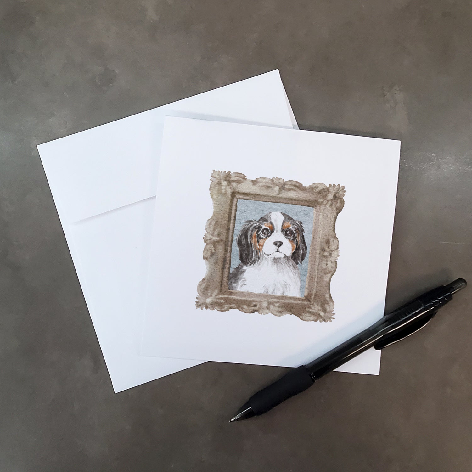 Cavalier King Charles Spaniel Tricolor Puppy Pretty as a Picture Square Greeting Cards and Envelopes Pack of 8 Blank Cards with Envelopes Blank Thank You Note Greeting Cards Stationery