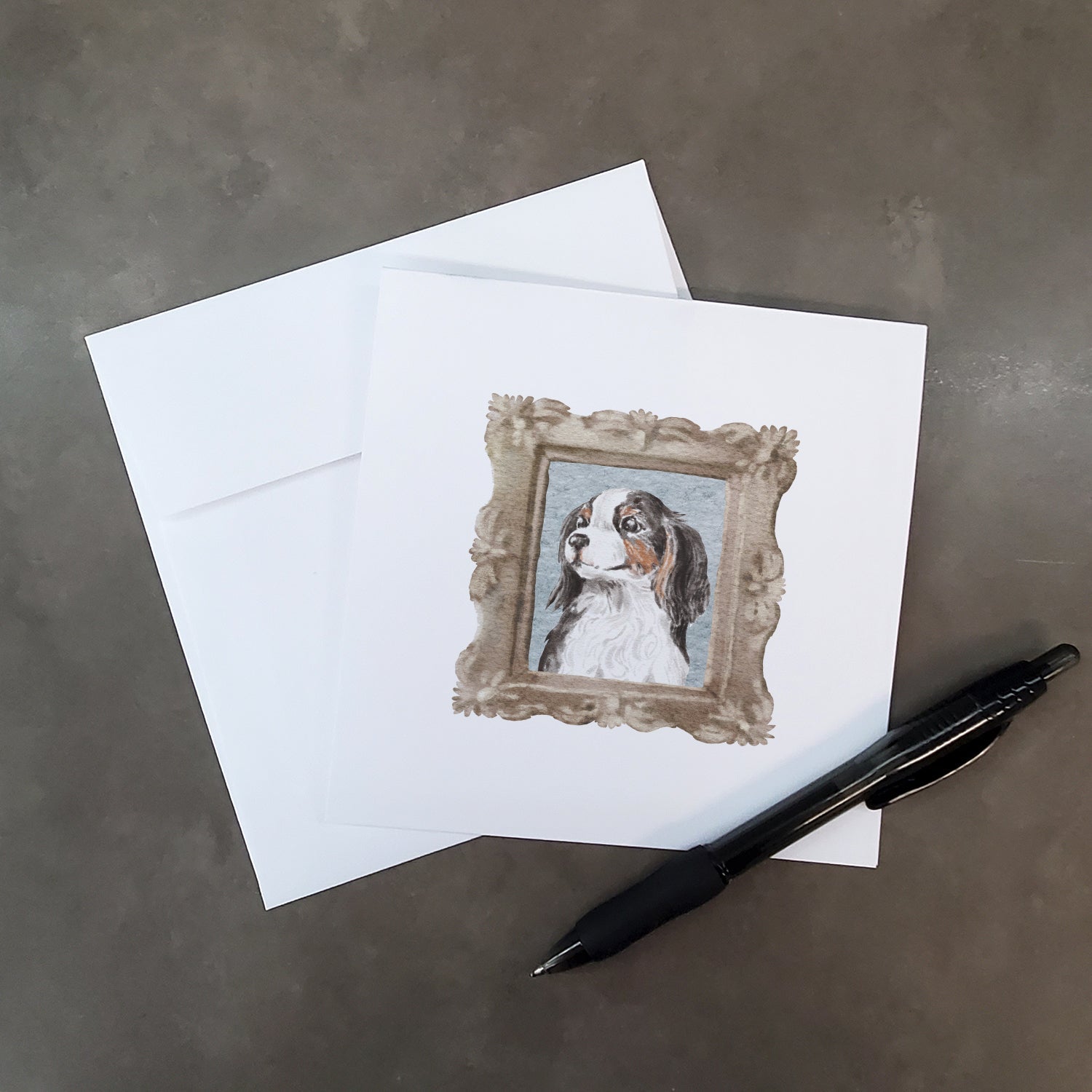 Cavalier King Charles Spaniel Tricolor Side View Pretty as a Picture Square Greeting Cards and Envelopes Pack of 8 Blank Cards with Envelopes Blank Thank You Note Greeting Cards Stationery