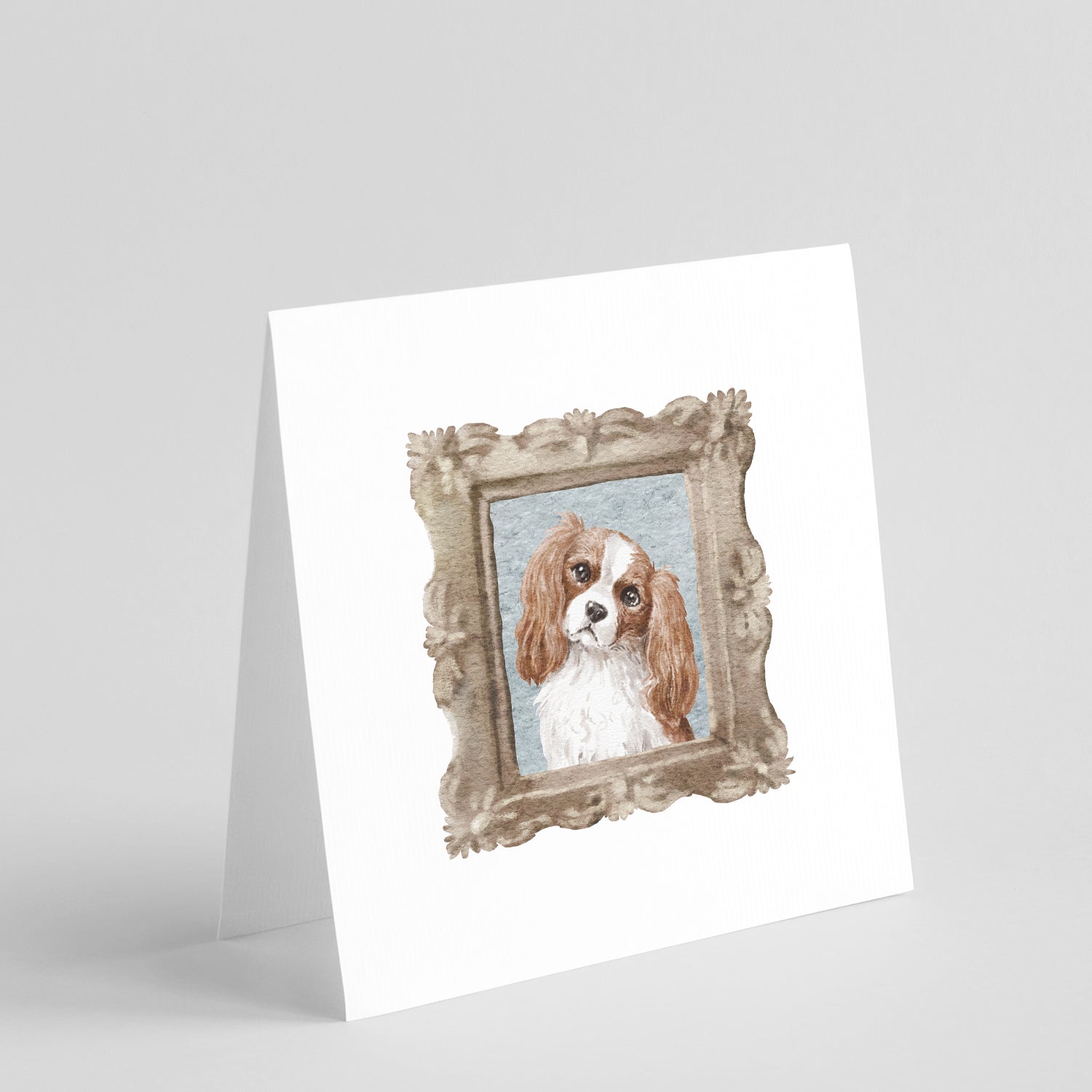 Cavalier King Charles Spaniel Red White Head Tilt Pretty as a Picture Square Greeting Cards and Envelopes Pack of 8 Blank Cards with Envelopes Blank Thank You Note Greeting Cards Stationery