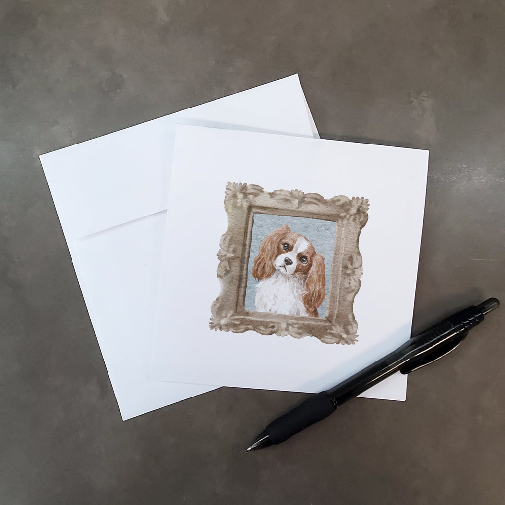 Cavalier King Charles Spaniel Red White Head Tilt Pretty as a Picture Square Greeting Cards and Envelopes Pack of 8 Blank Cards with Envelopes Blank Thank You Note Greeting Cards Stationery