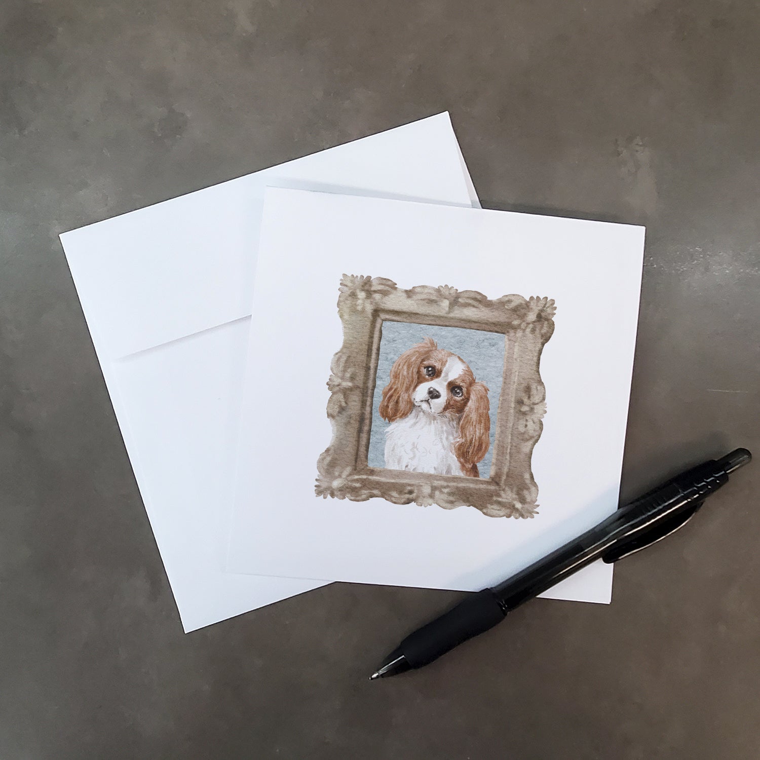 Cavalier King Charles Spaniel Red White Head Tilt Pretty as a Picture Square Greeting Cards and Envelopes Pack of 8 Blank Cards with Envelopes Blank Thank You Note Greeting Cards Stationery