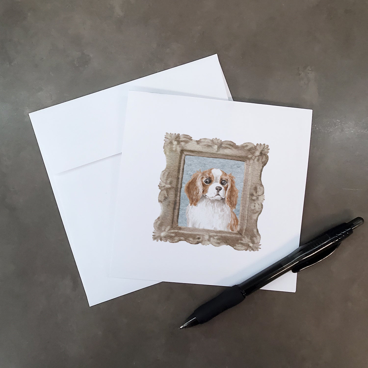 Cavalier King Charles Spaniel Red White Front View 3 Pretty as a Picture Square Greeting Cards and Envelopes Pack of 8 Blank Cards with Envelopes Blank Thank You Note Greeting Cards Stationery