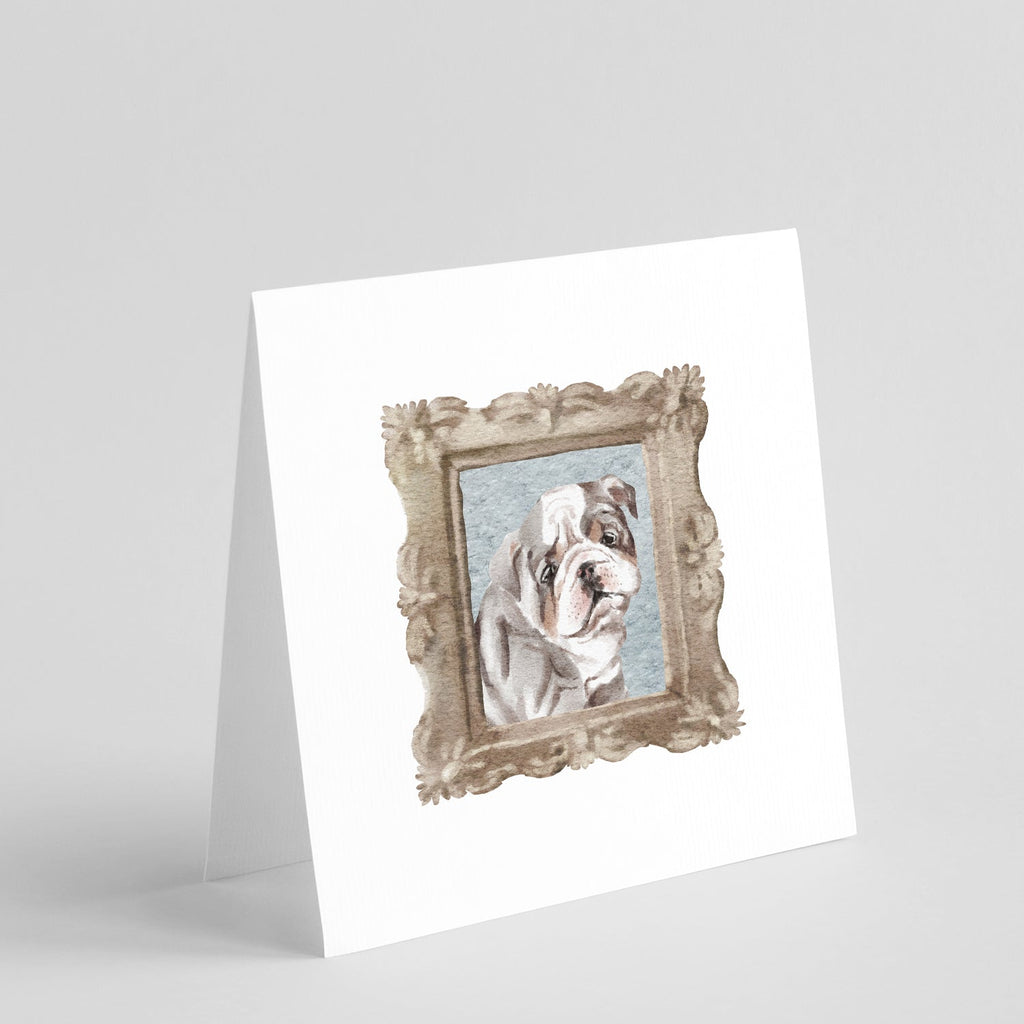 English Bulldog Tricolor Bulldog Puppy Pretty as a Picture Square Greeting Cards and Envelopes Pack of 8 Blank Cards with Envelopes Blank Thank You Note Greeting Cards Stationery