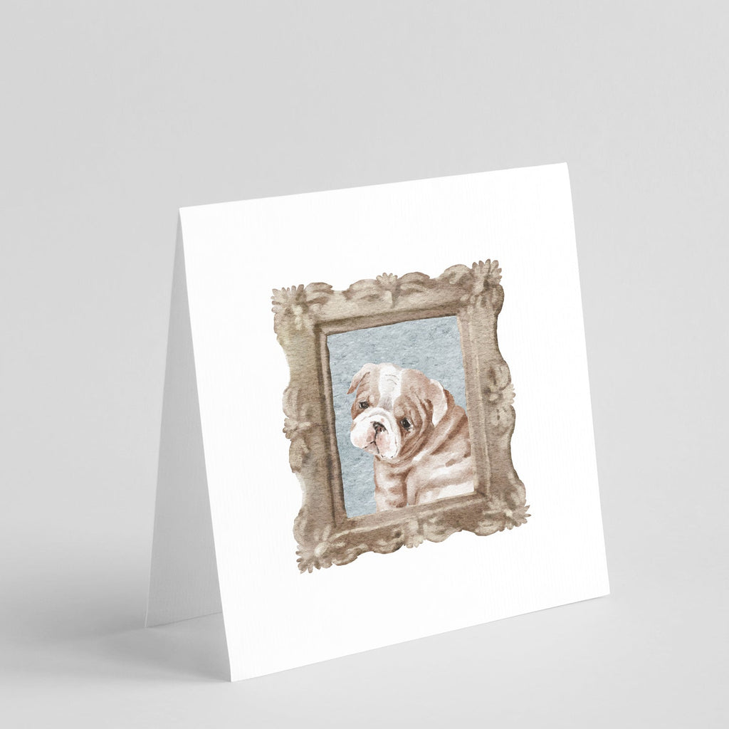 English Bulldog Fawn White Puppy Pretty as a Picture Square Greeting Cards and Envelopes Pack of 8 Blank Cards with Envelopes Blank Thank You Note Greeting Cards Stationery