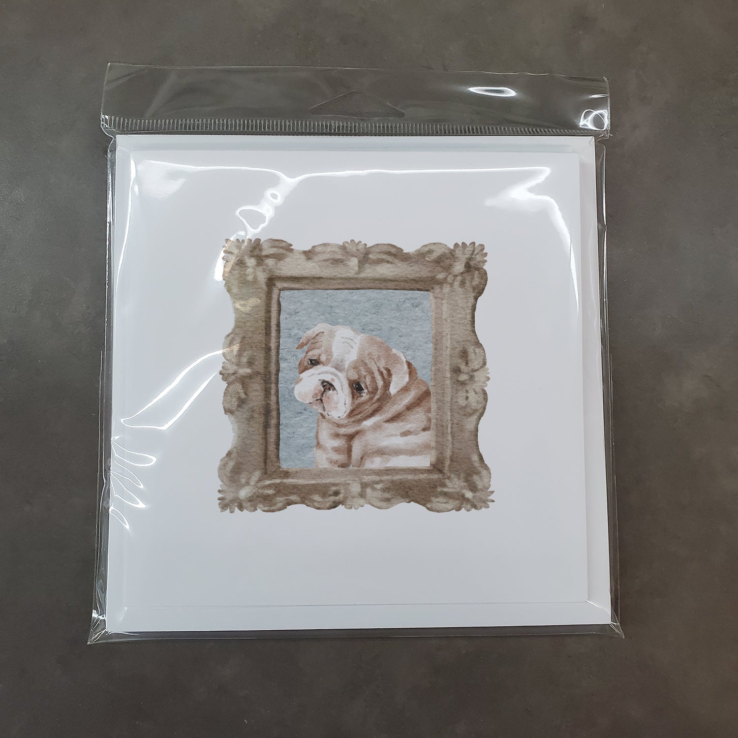 English Bulldog Fawn White Puppy Pretty as a Picture Square Greeting Cards and Envelopes Pack of 8 Blank Cards with Envelopes Blank Thank You Note Greeting Cards Stationery