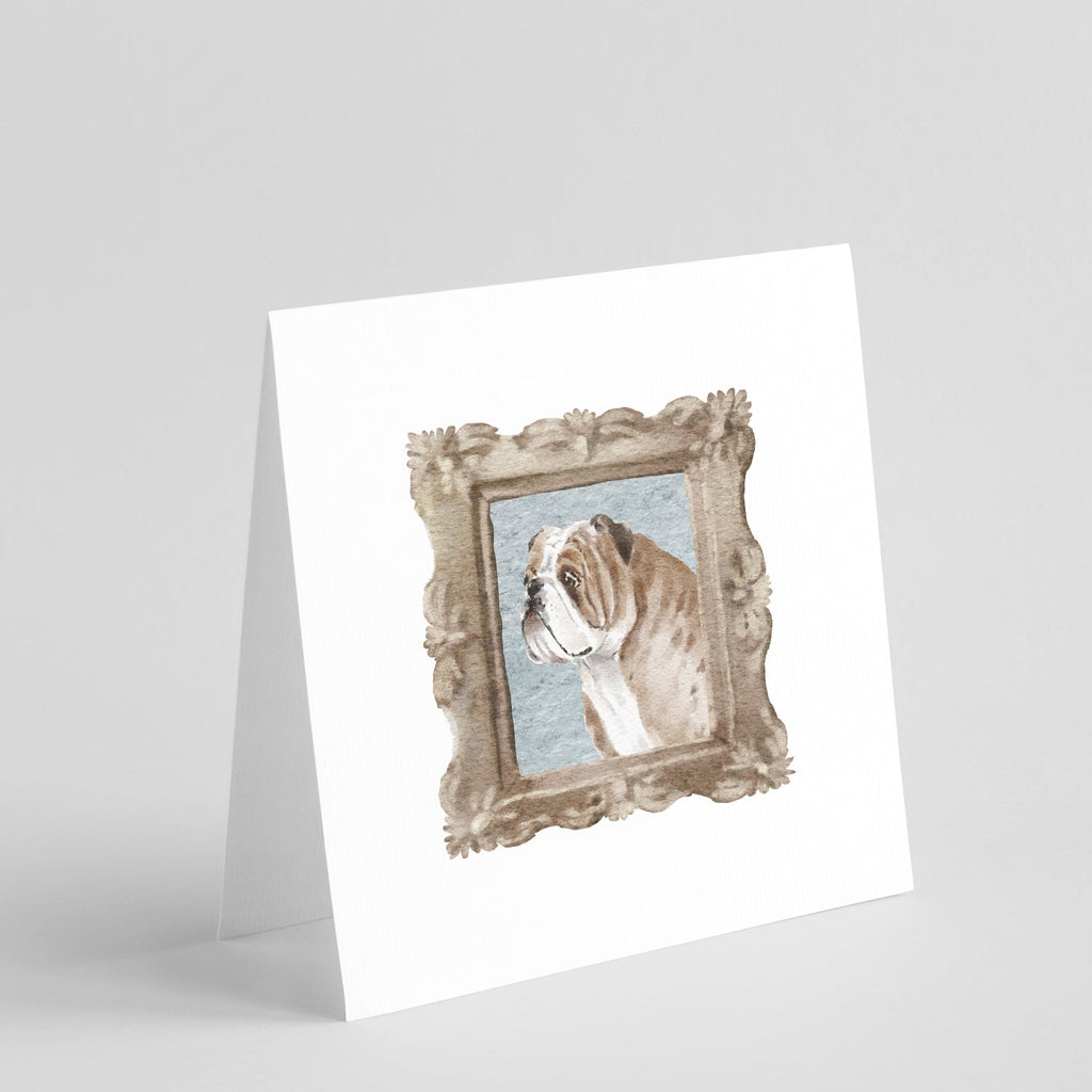 English Bulldog Fawn White Side View Pretty as a Picture Square Greeting Cards and Envelopes Pack of 8 Blank Cards with Envelopes Blank Thank You Note Greeting Cards Stationery