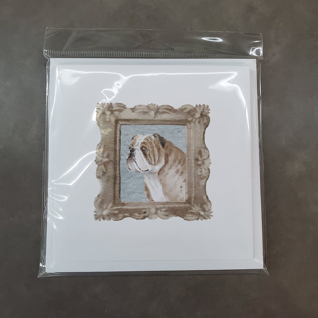 English Bulldog Fawn White Side View Pretty as a Picture Square Greeting Cards and Envelopes Pack of 8 Blank Cards with Envelopes Blank Thank You Note Greeting Cards Stationery
