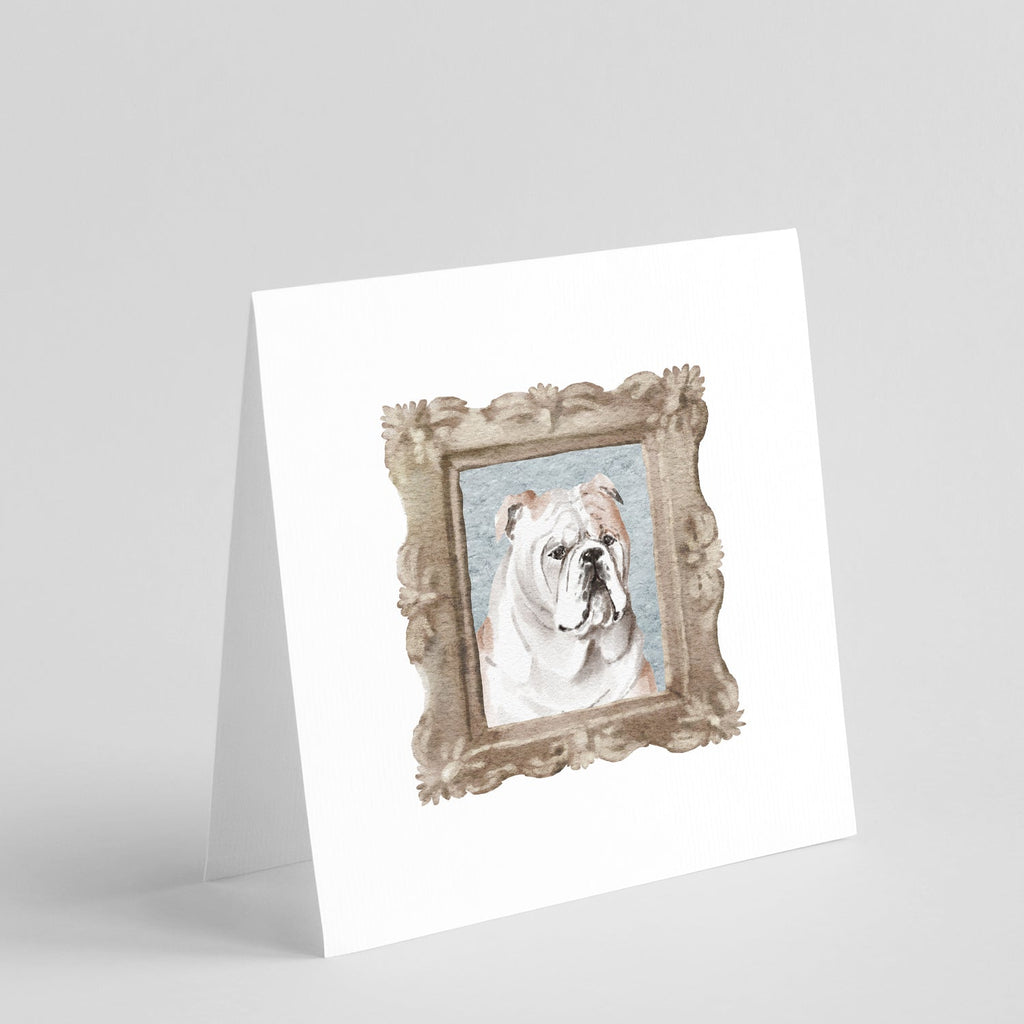 English Bulldog Fawn White Front View 3 Pretty as a Picture Square Greeting Cards and Envelopes Pack of 8 Blank Cards with Envelopes Blank Thank You Note Greeting Cards Stationery