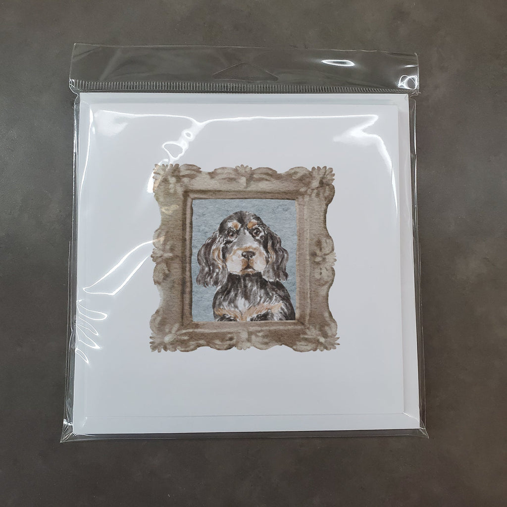 English Cocker Spaniel Black Tan Front View Pretty as a Picture Square Greeting Cards and Envelopes Pack of 8 Blank Cards with Envelopes Blank Thank You Note Greeting Cards Stationery