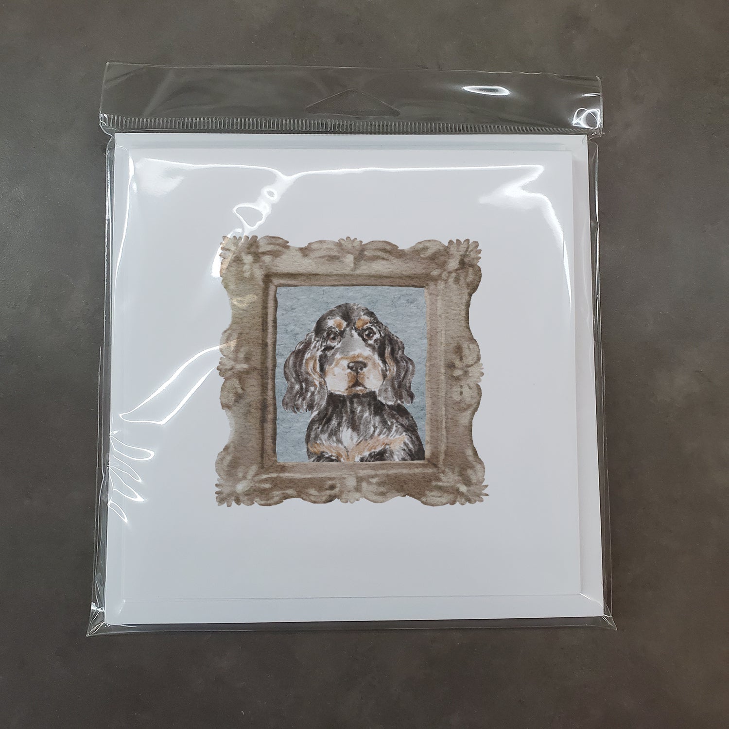 English Cocker Spaniel Black Tan Front View Pretty as a Picture Square Greeting Cards and Envelopes Pack of 8 Blank Cards with Envelopes Blank Thank You Note Greeting Cards Stationery