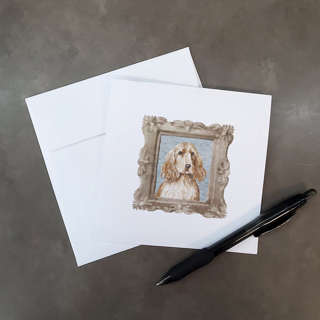 English Cocker Spaniel Golden Front View Pretty as a Picture Square Greeting Cards and Envelopes Pack of 8 Blank Cards with Envelopes Blank Thank You Note Greeting Cards Stationery