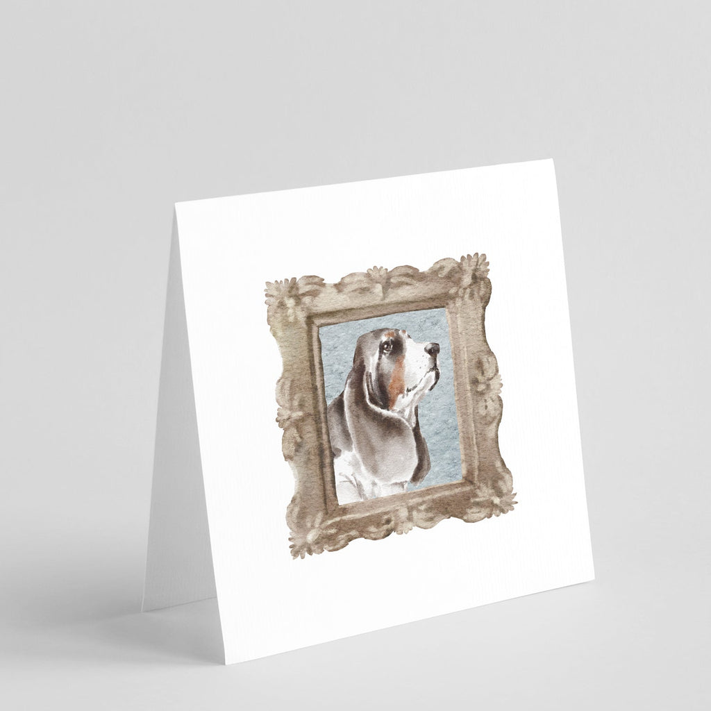 Basset Hound Tricolor Side View 2 Pretty as a Picture Square Greeting Cards and Envelopes Pack of 8 Blank Cards with Envelopes Blank Thank You Note Greeting Cards Stationery