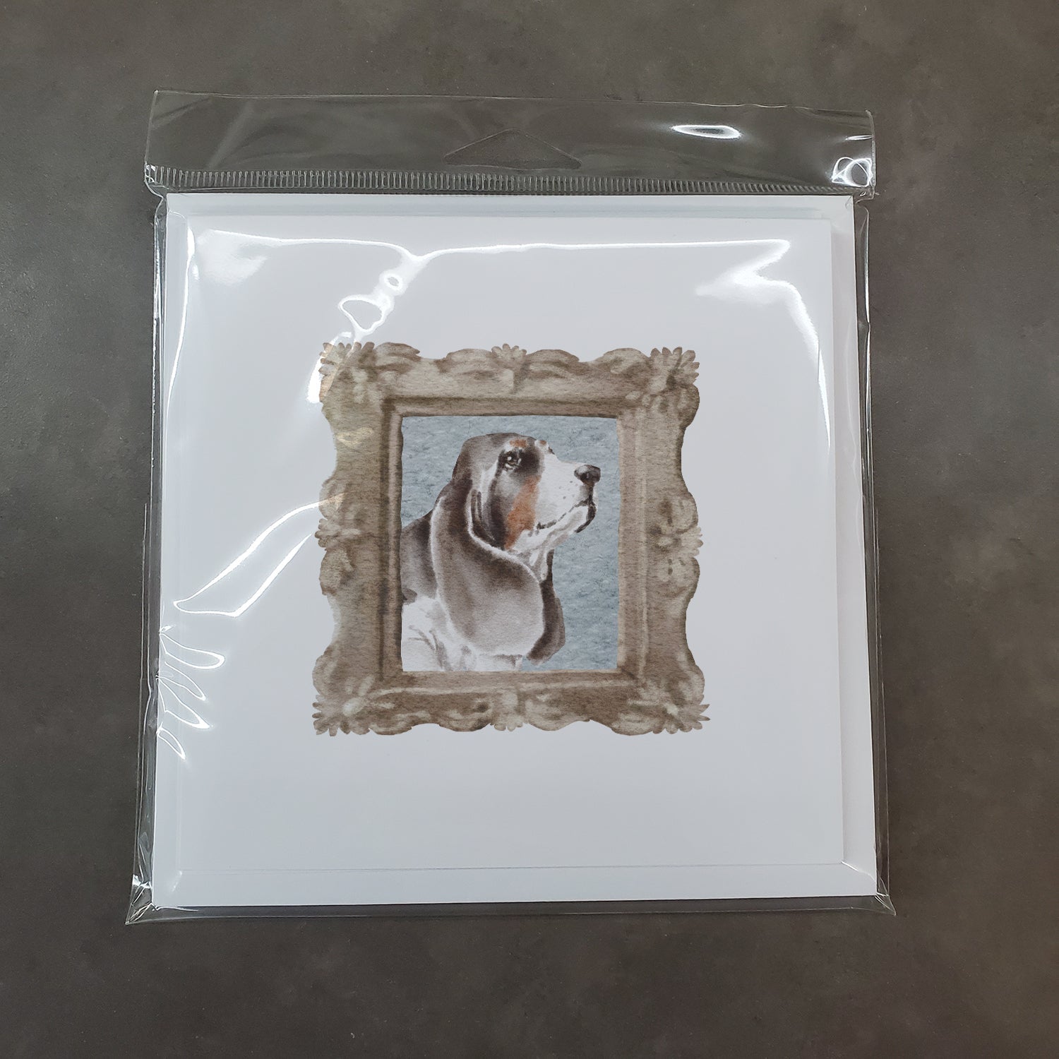 Basset Hound Tricolor Side View 2 Pretty as a Picture Square Greeting Cards and Envelopes Pack of 8 Blank Cards with Envelopes Blank Thank You Note Greeting Cards Stationery