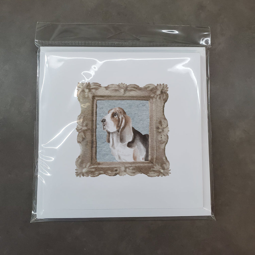 Basset Hound Tricolor Side View 3 Pretty as a Picture Square Greeting Cards and Envelopes Pack of 8 Blank Cards with Envelopes Blank Thank You Note Greeting Cards Stationery