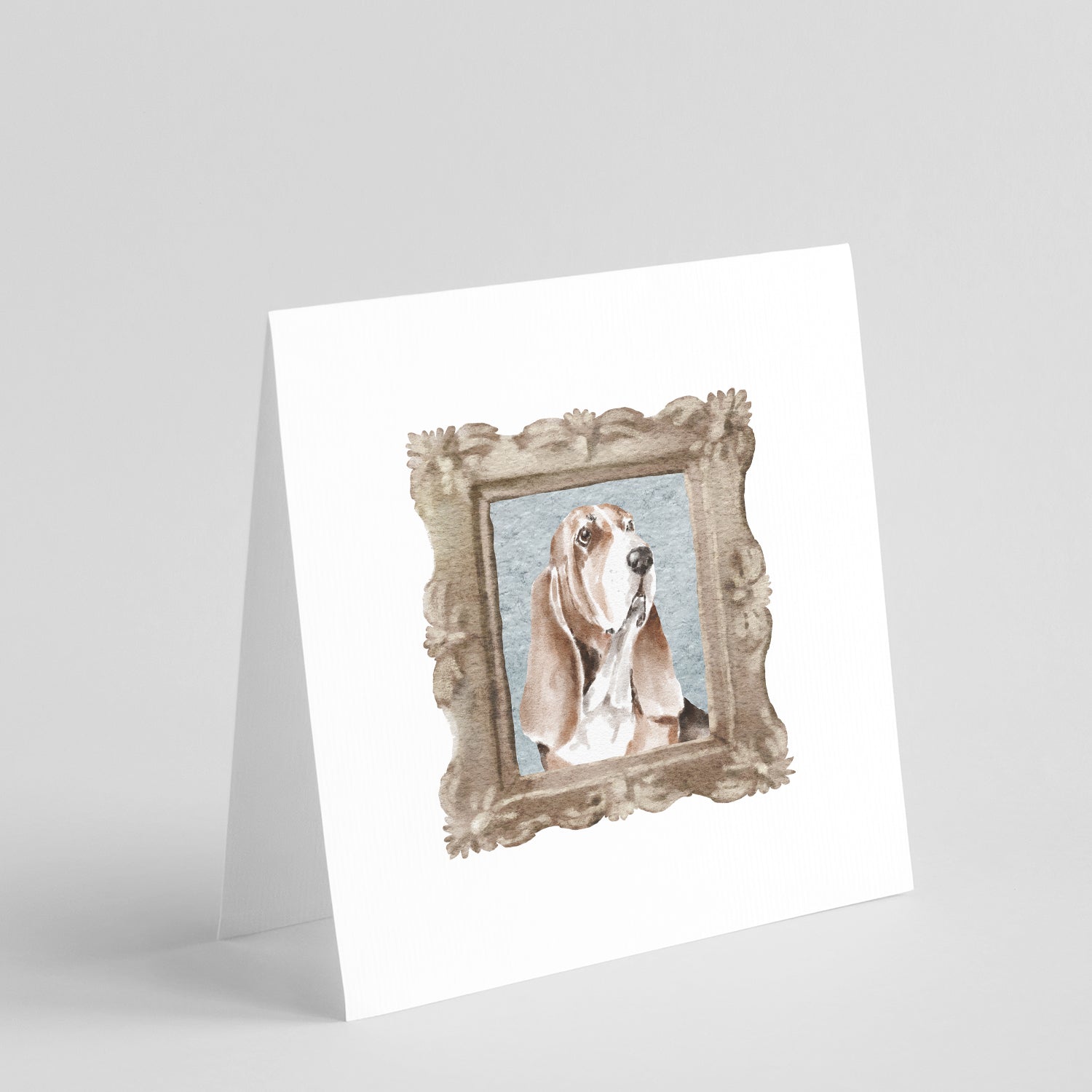 Basset Hound Tricolor Front View 4 Pretty as a Picture Square Greeting Cards and Envelopes Pack of 8 Blank Cards with Envelopes Blank Thank You Note Greeting Cards Stationery