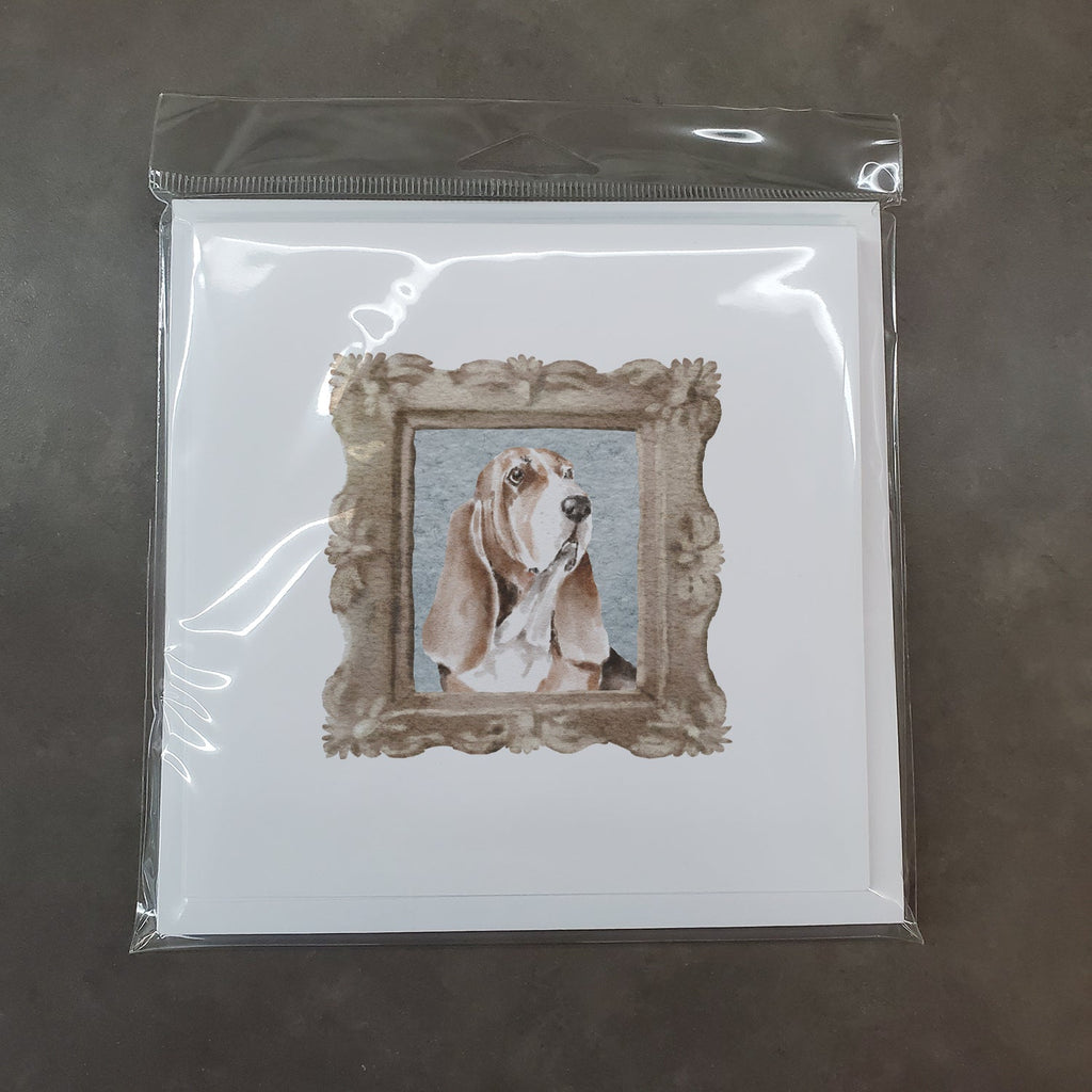 Basset Hound Tricolor Front View 4 Pretty as a Picture Square Greeting Cards and Envelopes Pack of 8 Blank Cards with Envelopes Blank Thank You Note Greeting Cards Stationery