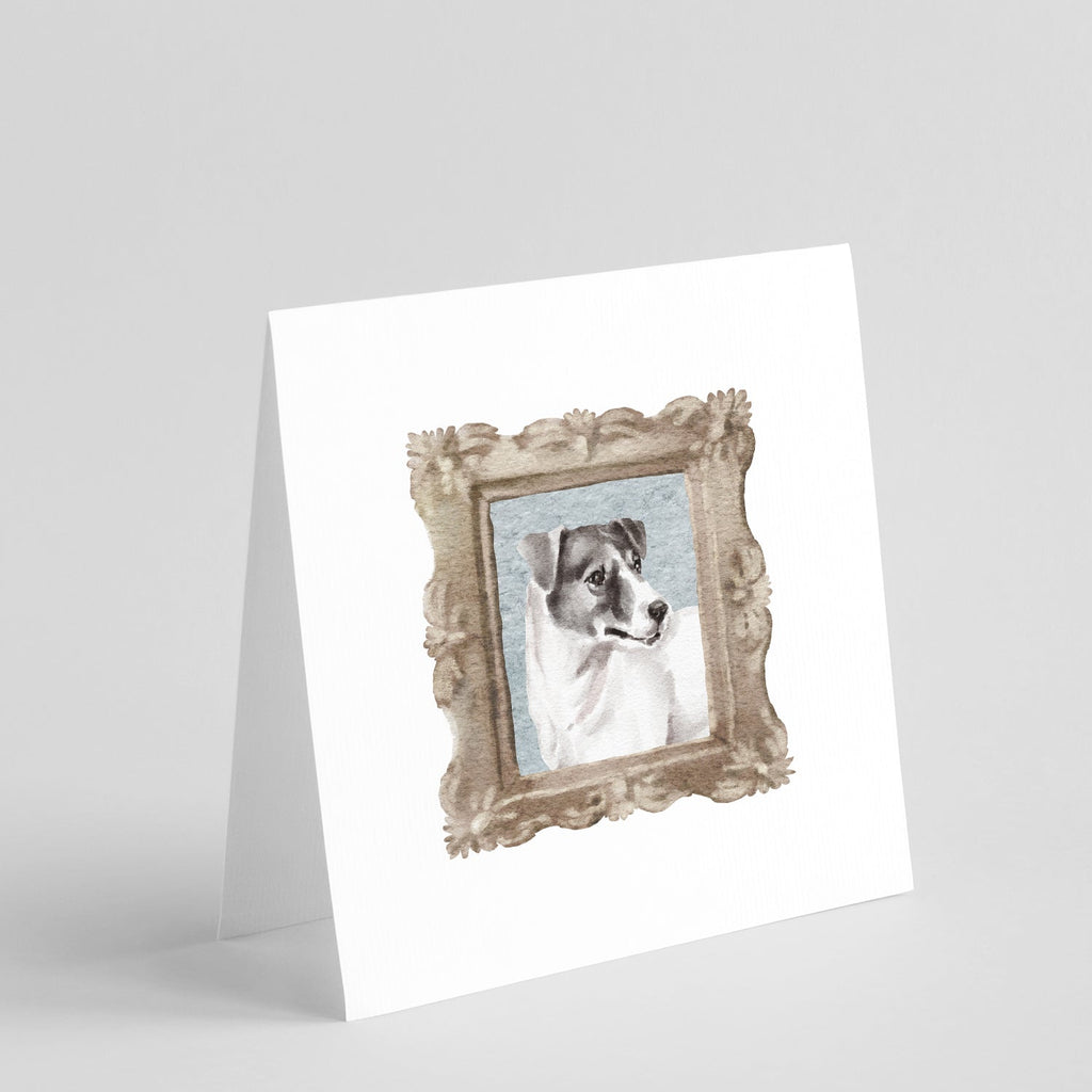 Jack Russell Terrier Black White Side View Pretty as a Picture Square Greeting Cards and Envelopes Pack of 8 Blank Cards with Envelopes Blank Thank You Note Greeting Cards Stationery