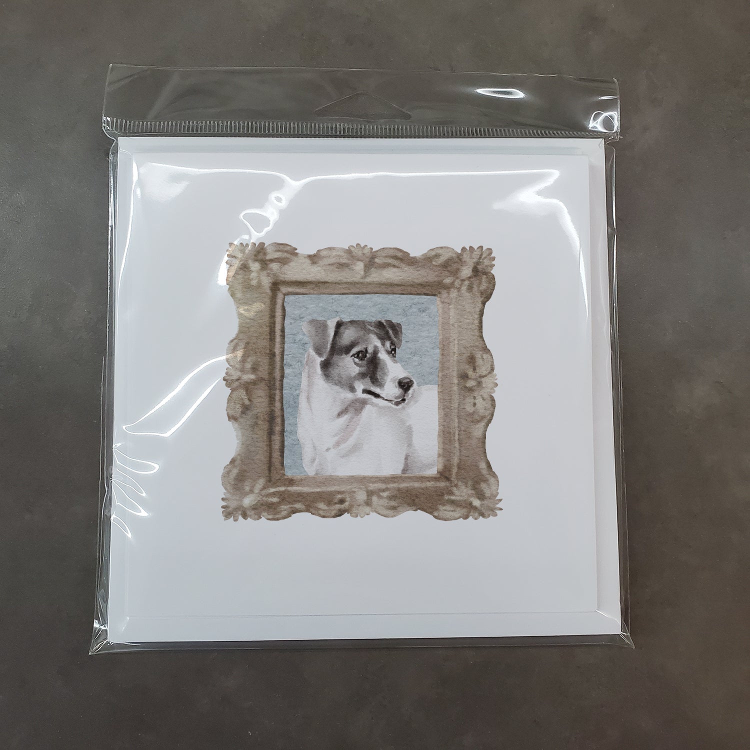 Jack Russell Terrier Black White Side View Pretty as a Picture Square Greeting Cards and Envelopes Pack of 8 Blank Cards with Envelopes Blank Thank You Note Greeting Cards Stationery