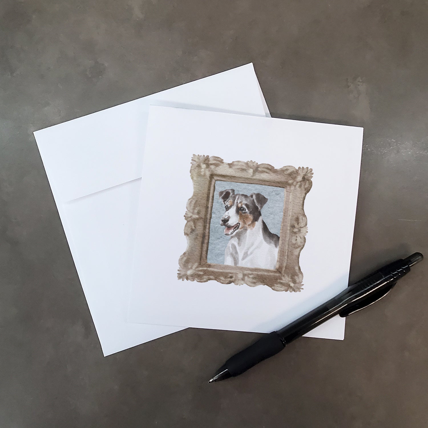 Jack Russell Terrier Tricolor Smile Pretty as a Picture Square Greeting Cards and Envelopes Pack of 8 Blank Cards with Envelopes Blank Thank You Note Greeting Cards Stationery