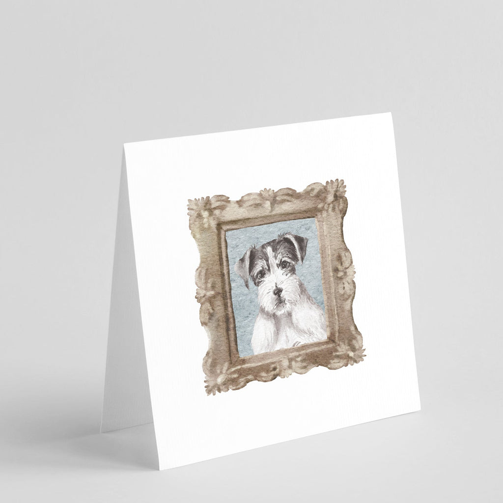 Jack Russell Terrier Black White Front View Pretty as a Picture Square Greeting Cards and Envelopes Pack of 8 Blank Cards with Envelopes Blank Thank You Note Greeting Cards Stationery