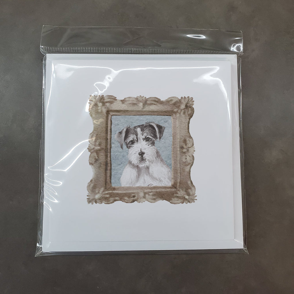 Jack Russell Terrier Black White Front View Pretty as a Picture Square Greeting Cards and Envelopes Pack of 8 Blank Cards with Envelopes Blank Thank You Note Greeting Cards Stationery